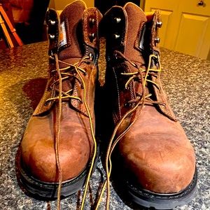Carhart steel toe boots.